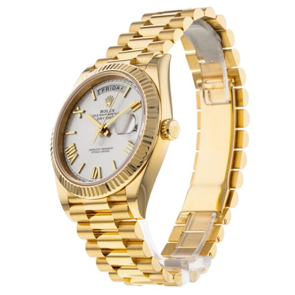 ROLEX 228238 DAY-DATE 40MM PRESIDENT 18K YELLOW GOLD SILVER ROMAN DIAL - Image 16