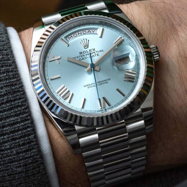 Rolex Oyster Perpetual Day-Date President 40mm in Platinum with Ice-Blue Dial Men's Watch 228236-0012 New - Image 2