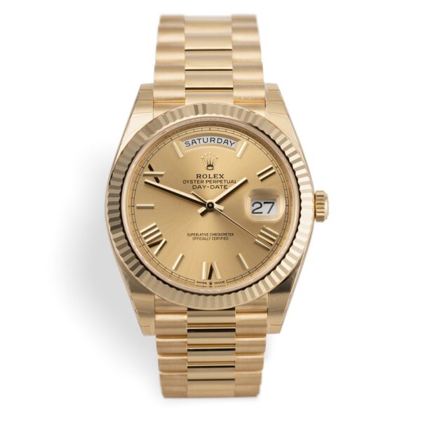 ROLEX 228238 DAY-DATE 40MM PRESIDENT 18K YELLOW GOLD SILVER ROMAN DIAL - Image 12