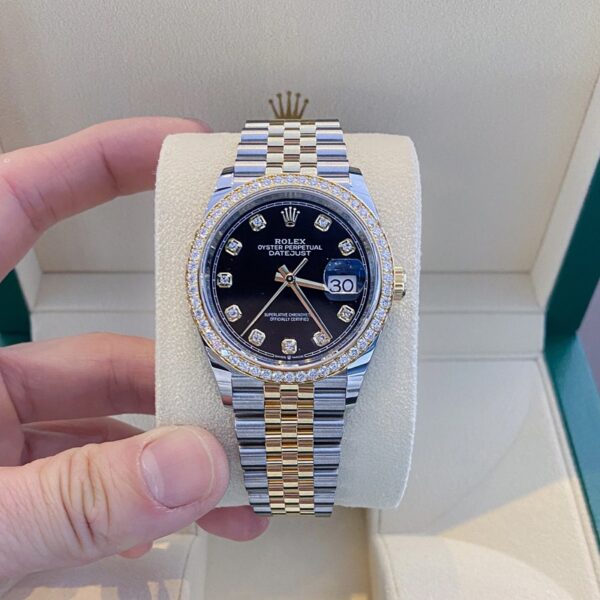 Womens Gold Rolex Datejust Watch 16233 36mm Black Dial Jubilee Band New - Image 3