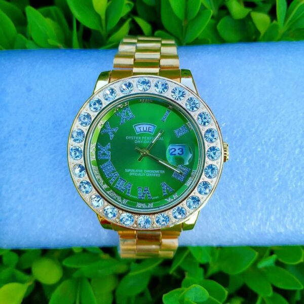 18K Gold Diamond Crown Watch - Image 2