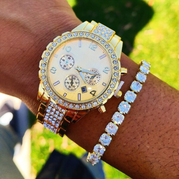 18k Gold Diamond Icy Watch Set