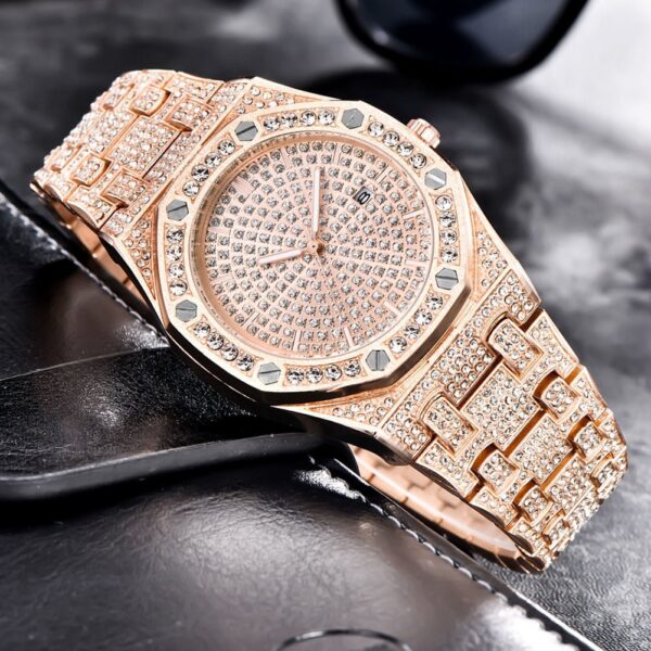 18K Gold Diamond Drip Watch - Image 11