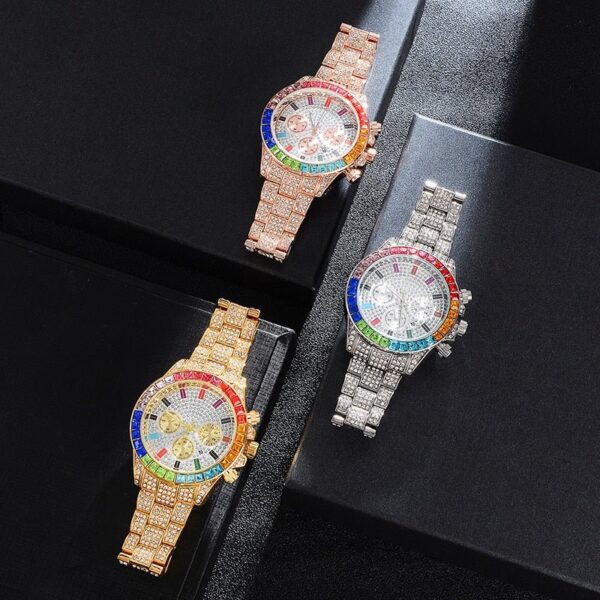 18K Gold Rainbow Diamond Watch - Image 4