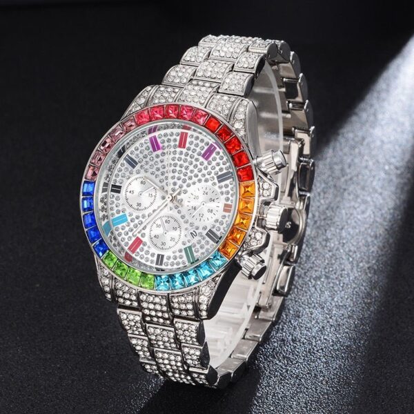 18K Gold Rainbow Diamond Watch - Image 11