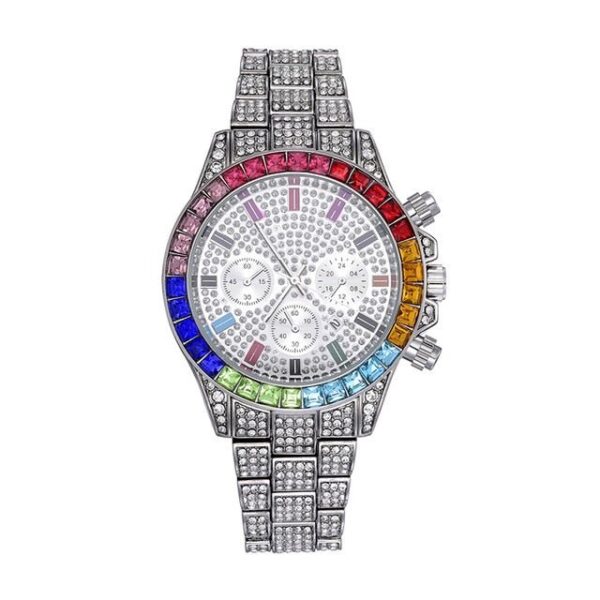 18K Gold Rainbow Diamond Watch - Image 9