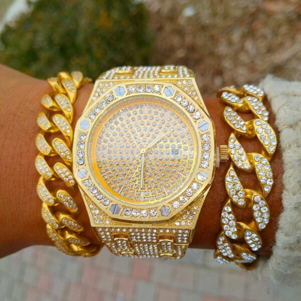 18K Gold Diamond Drip Watch - Image 10