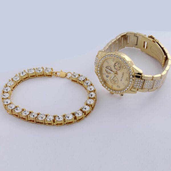 18k Gold Diamond Icy Watch Set - Image 6