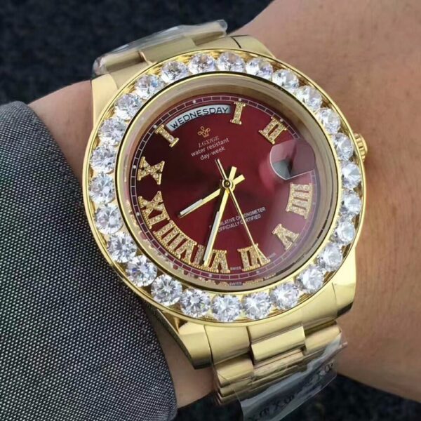 18K Gold Diamond Crown Watch - Image 3