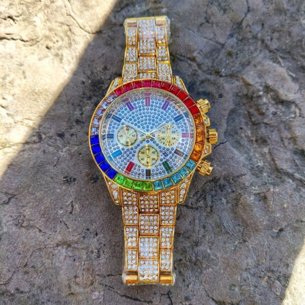 18K Gold Rainbow Diamond Watch - Image 2