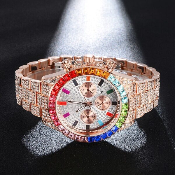 18K Gold Rainbow Diamond Watch - Image 10