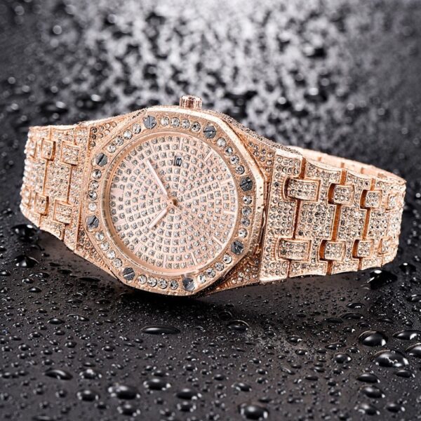 18K Gold Diamond Drip Watch - Image 12