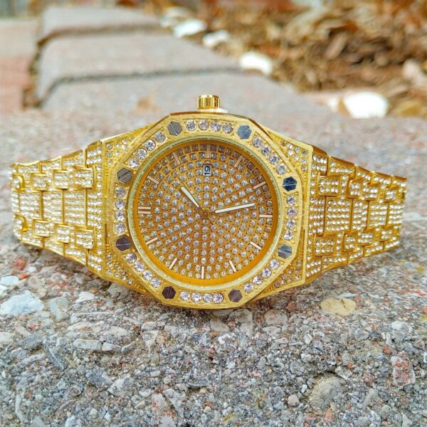 18K Gold Diamond Drip Watch - Image 6