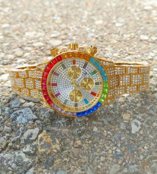 18K Gold Rainbow Diamond Watch - Image 7