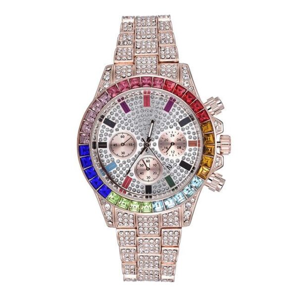 18K Gold Rainbow Diamond Watch - Image 8